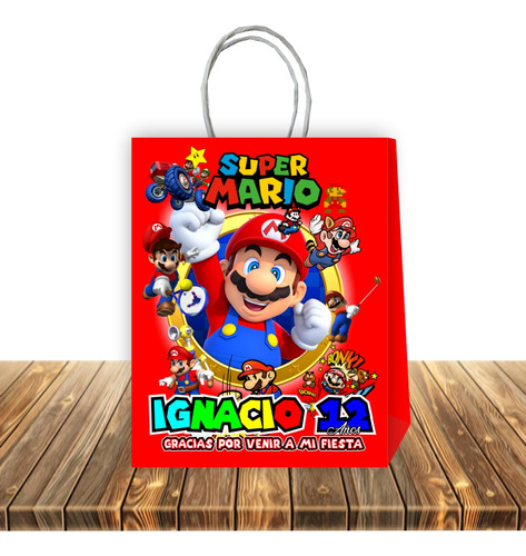 10 Bolsas Dulces Cumpleaños Personalizadas Mario Bross #d16