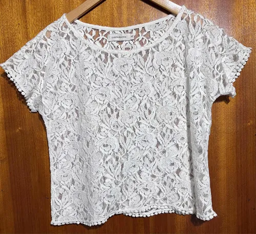 Remera de encaje blanca hotsell