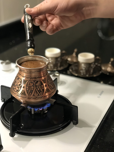Bcs Cafetera Turca Griega Arabe De Cobre De 12 Onzas Con Man