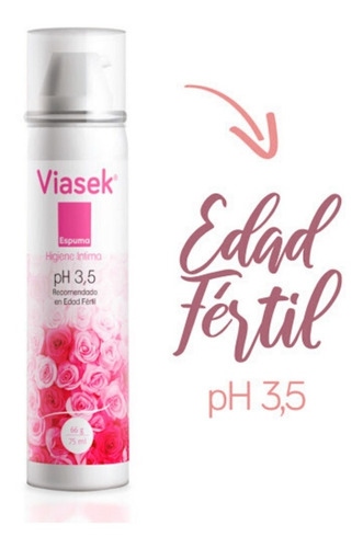 Imagen 2 de 3 de Viasek Espuma De Higiene Íntima Ph 3,5 Para Edad Fértil 75ml