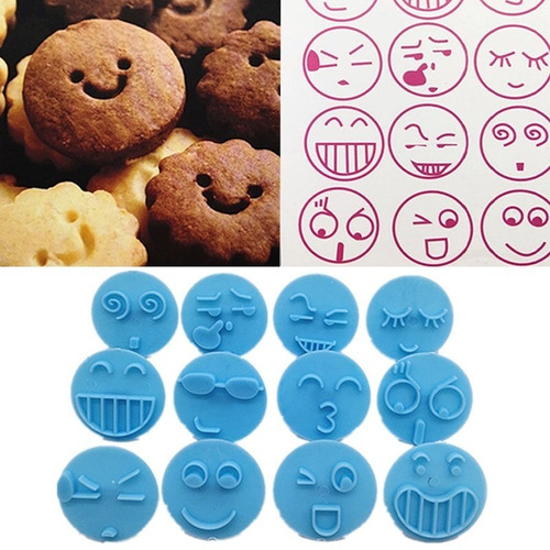 12x Molde Relieve Caras Emojis Galletas Masas Repostería