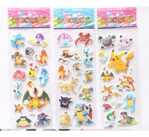 Pokemos Pickachu Stickers 10 Laminas /unidades