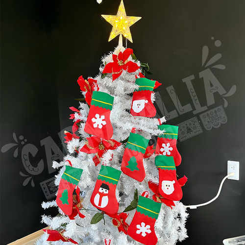 Adorno para árbol de navidad Grupo Carnavallia Bota Mini botitas navideñas rojo de 21cm x 16cm x 21cm diámetro de 16cm por pack de 12 u