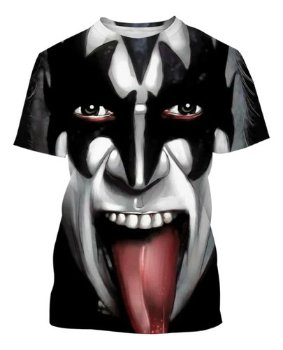 Camiseta Impresa En 3d De La Banda De Rock Kiss Harajuku