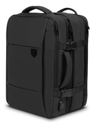 Mochila Maleta Para Viajes Impermeable 39l Xclusive Color Negro Diseño de la tela Liso