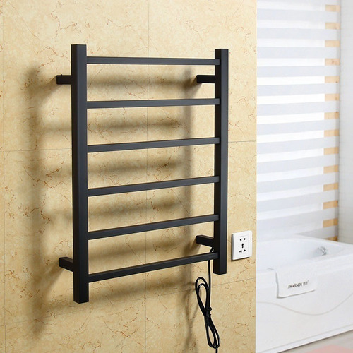 Imagen 4 de 7 de Toallero Calefactor Eléctrico Calienta Toallas Negro Mate