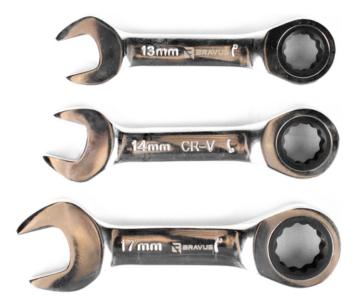 Jogo De Mini Chaves Combinadas 6 Peças 8 À 17mm Cromo Vanadio Bravus Force
