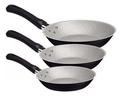 Set Sartenes Antiadherentes Tramontina Linz 3 Piezas Negro/gris