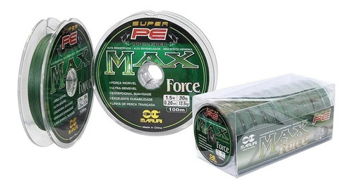 Linha Pesca Multifilamento Maruri Max Force 0.40mm|76lb Cx. Cor Verde