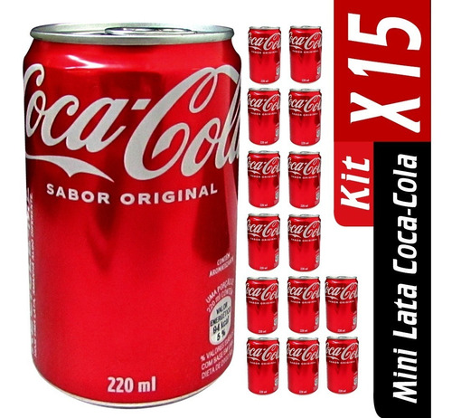 Kit Com 15 Latas De Refrigerante Coca-cola 220ml Mini