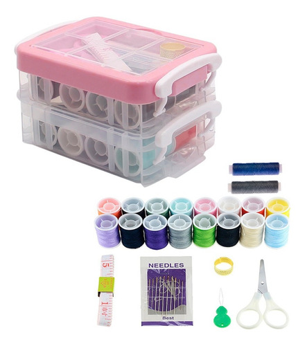 Set De Costura Costurero Hilos, Agujas Y Más En Linda Cajita