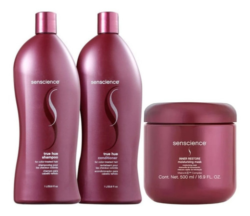 Senscience True Hue Shampoo 1l + Cond 1l + Masc Inner 500g