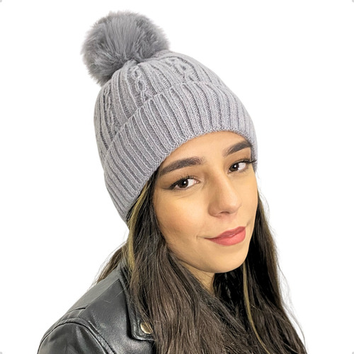 Touca Pompom Inverno Adulto Forrada Feminina Toca Tricô Lã