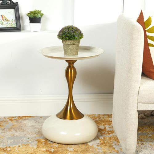 Mesa Auxiliar Dorada Decorativa Moderna Para Sala O Recámara