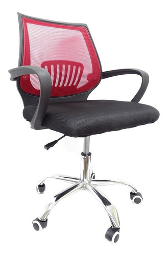 Imagen 1 de 4 de Silla de oficina con respaldo rojo Home40 negra y roja