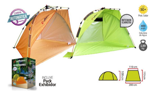 Imagen 2 de 6 de Carpa Playera Automatica Beach Orange Playa Autoarmable