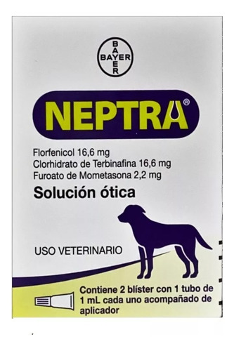 Neptra Solucion Otica Perros 2 Pipetas 1 Ml Bayer 