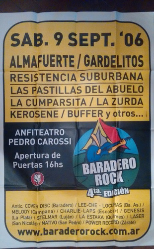 Baraderorock Afiche 09/09/06 Almafurte, Gardelitos, Pastilla