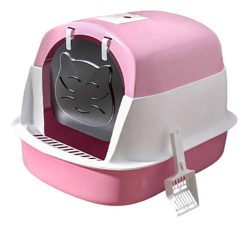 Caja De Arena Para Gatos Con Capucha Y Tapa, Bandeja De Rosa