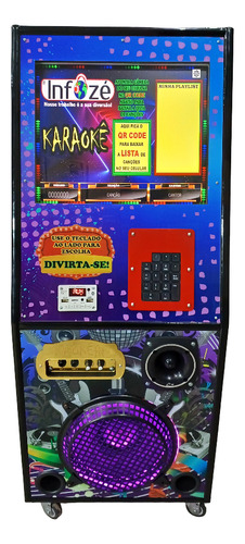 Maquina Karaoke Caixinha 6 X 1 Com Tela 17 Polegadas Roxa