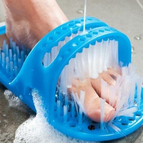 Lava Pés Chinelo Escova Massageadora Banho C/lixa Calcanhar Cor Azul