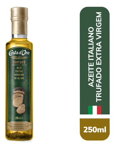 Costa d'Oro azeite Italiano extra virgem com trufas negras tartufo 250ml