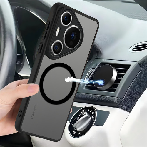 Ustiya Funda Magnética Para Huawei Pura 70 Pro Case Matte Acrílico Uso Rudo Protector Cámara Cover Negro Correa Carcasa