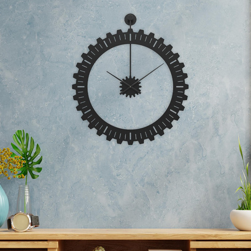 Reloj De Pared Con Engranaje Mecánico De Negro 50cmx59cm
