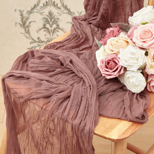 Camino De Mesa Semitransparente De Crepé Decoración Elegante Color Rosa