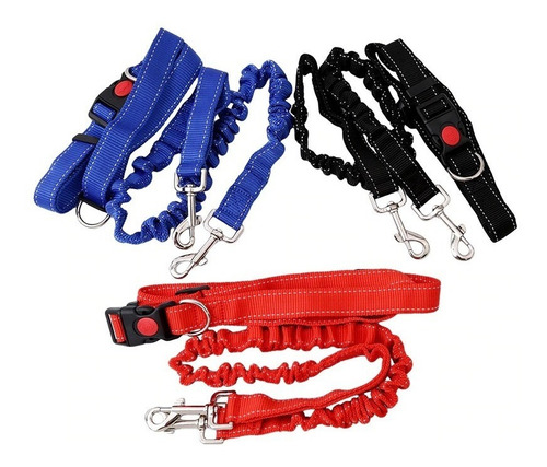 Correa Para Perros Manos Libres Arnes De Cintura Rojo Bungee