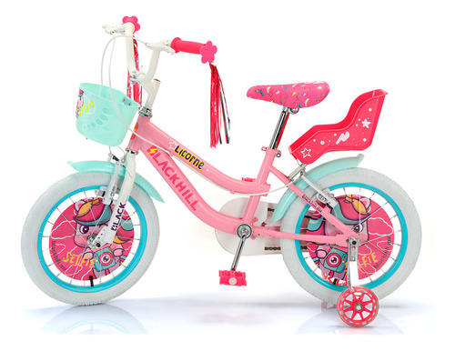 Bicicleta de Niña R16 Blackhill Rosa Pastel - Canastilla con ruedas de entrenamiento LED