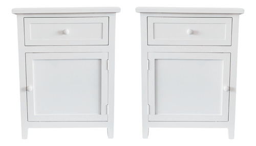 Velador Dormitorio Recco Cajon Puerta Derecho Blanco Blanco