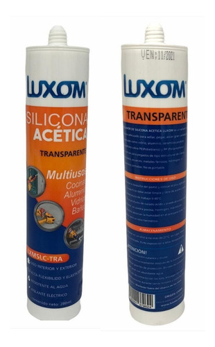 Silicona Acetica Cartucho 280ml Transparente Luxom