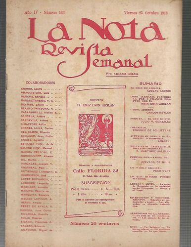 La Nota -  Revista Semanal. Nº 168 - 25 Octubre 1918