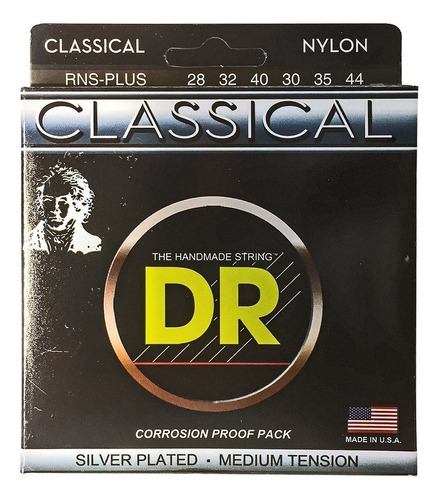 Cuerda de guitarra clásica de nailon Dr Strings, color plata