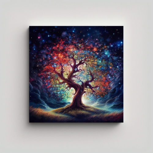 80x80cm Cuadro Arte Movimiento Innovador Con Árbol Y Estrel