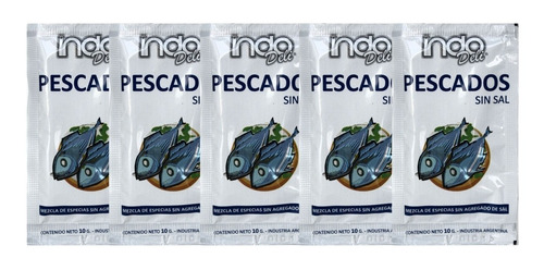 Pack 5 Sobres Pescados Sin Sal Indo Deli Condimento Especias