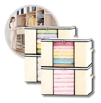 Comprar Kit 4 Sacos Organizador Multiuso Anti Mofo Para Edredom King Cobertores Roupas De Cama E Banho Travesseiros Dobrável G Bege 60x45x30
