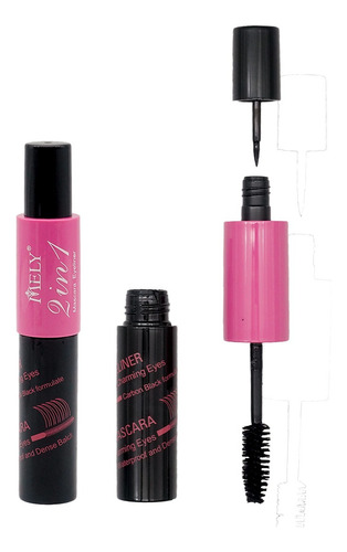 Mascara Para Pestañas 2 En 1 Con Delineador Mely 12ml Color Negro