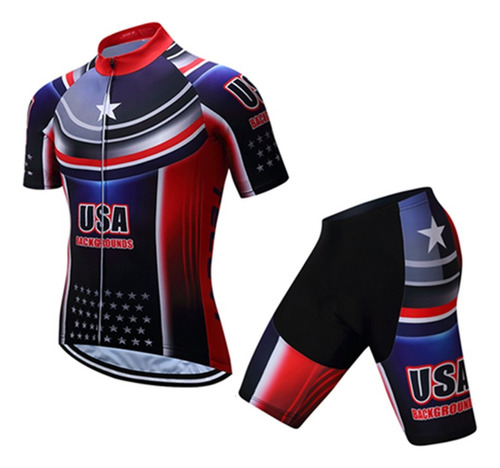 Mens Ciclismo Jersey Manga Corta Usa Bike Jersey Riding Tops