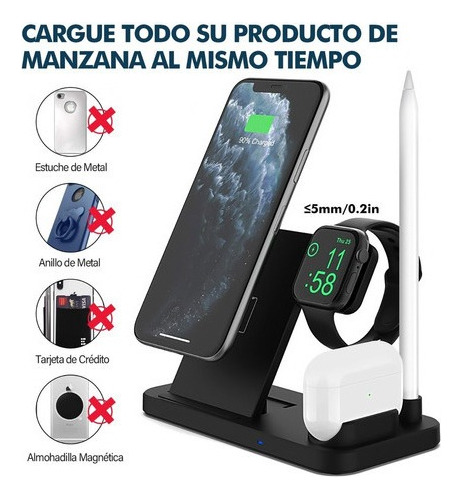Cargador Qi Inalámbrico 9v 4 En 1 iPhone / Android Usb C