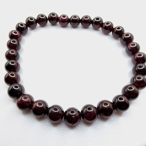 Pulsera De Piedra Natural Granate Premium 6mm X 18cm Color Violeta Oscuro Largo 18 Cm