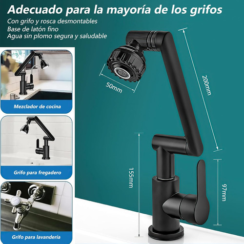 Llave Mezcladora Monomando Para Lavabo Baño Giratorio 1080°