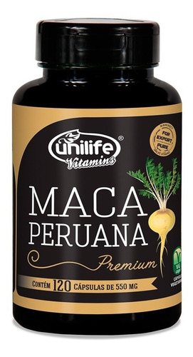 Maca Peruana Premium - Unilife Vitamins -  120 Cápsulas