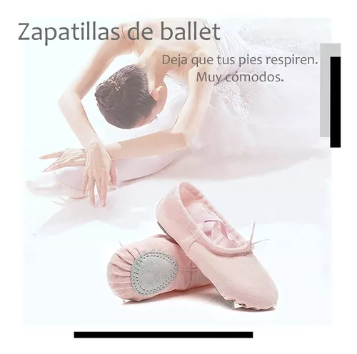 GENERICO Zapatillas Media Punta Lona Y Gamuza Ballet Niña Rosa