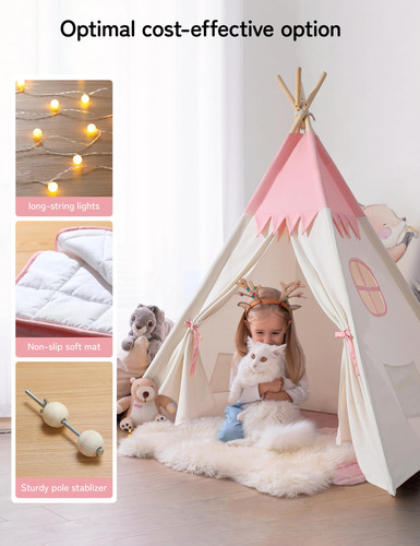 Carpa Tipo Tipi Besrey Para Niños Con Tapete Acolchado Y Cad