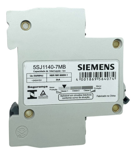 Disjuntor Unipolar Curva C 40a/50a 5sj1 Siemens
