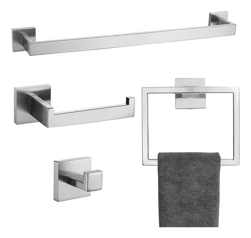  Juego de accesorios de baño, juego de accesorios de baño de acero  inoxidable SUS304, color negro, incluye toallero de baño de 12 pulgadas,  soporte para papel higiénico y gancho para toallas