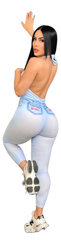 Enterizo Deportivo Estamp Mezcilla Halter Escot Espda Pushup