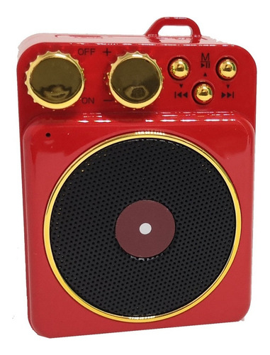 Bocina Bluetooth En Forma De Mini Tocadiscos En 3 Colores Color Rojo